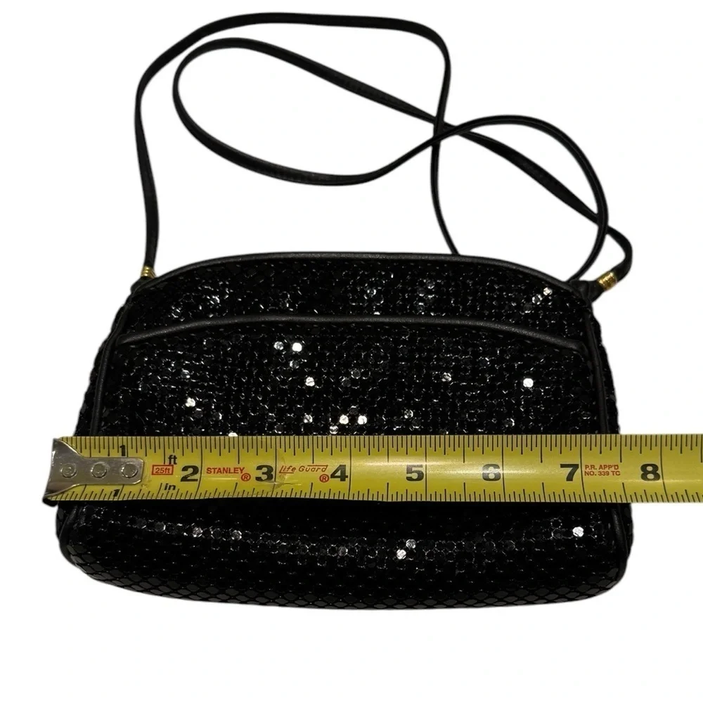 Whiting & Davis Black Mesh Sequin Shoulder Bag VTG. Purse Formal Party Crossbody